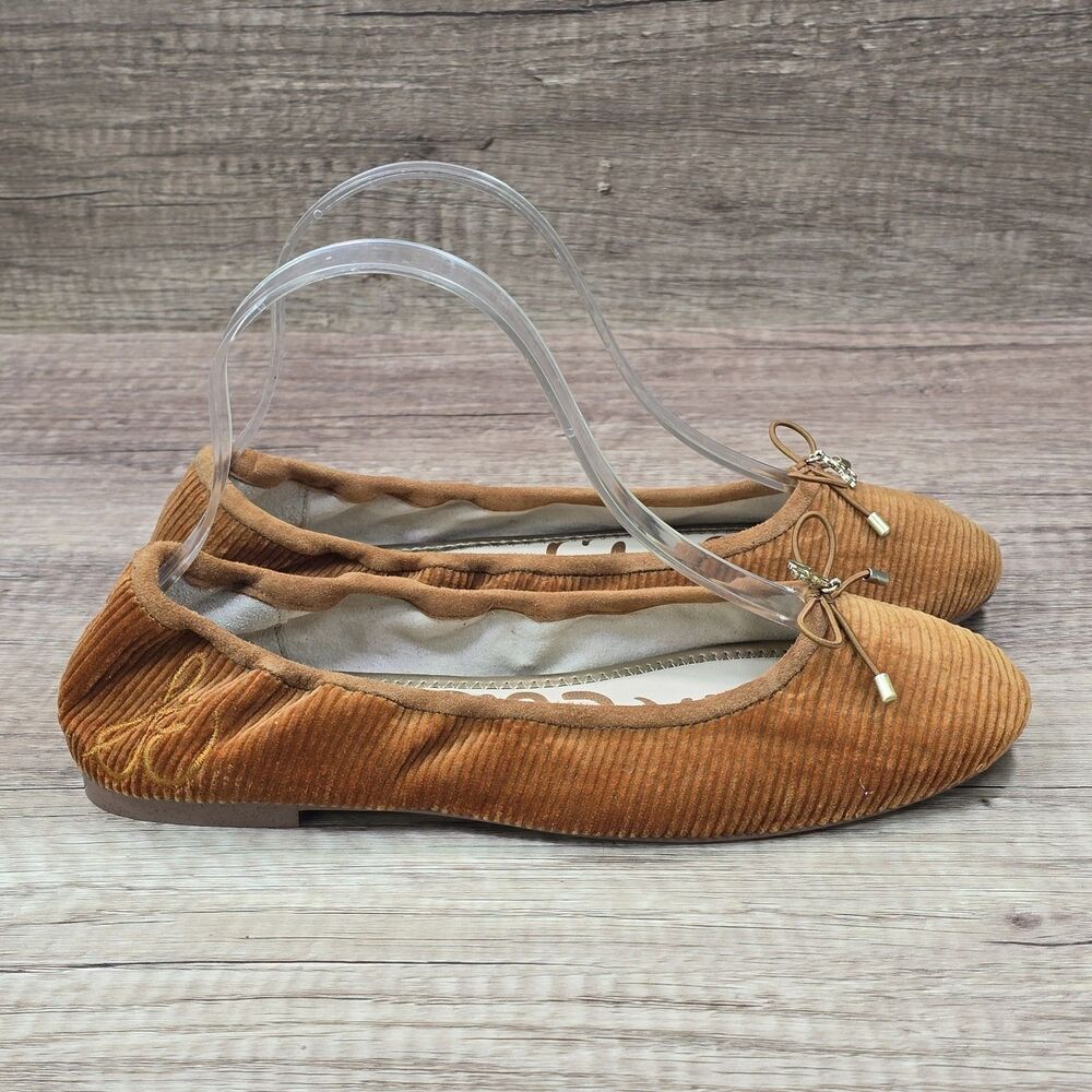 Sam Edelman Felicia Corduroy Women's Sz 7.5M Mustard Brown Slip On Ballet Flats